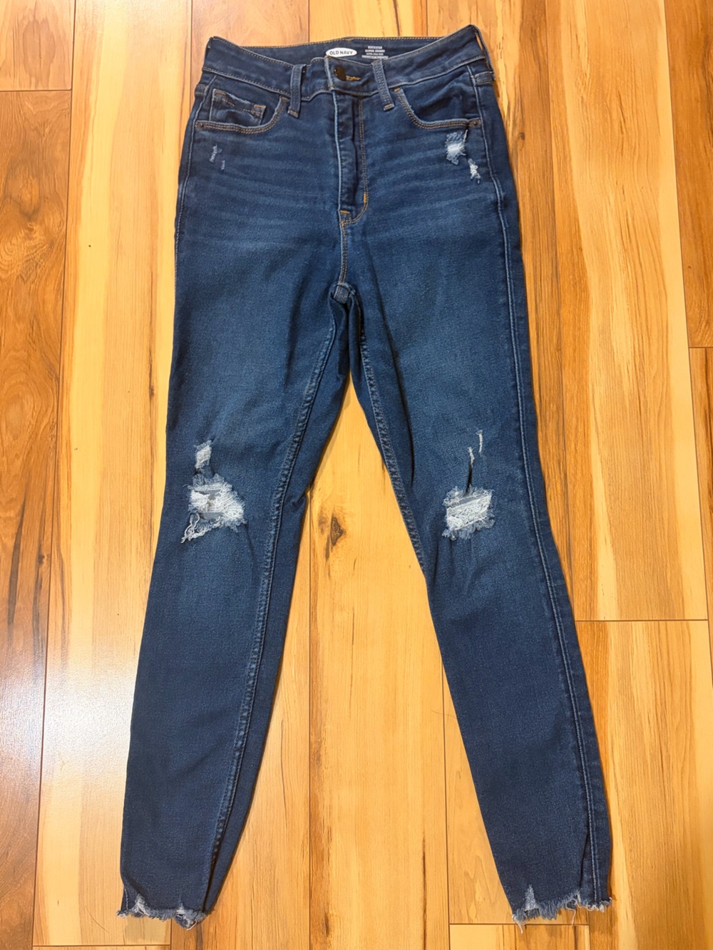 Old Navy Dark Blue Distressed Skinny Jeans